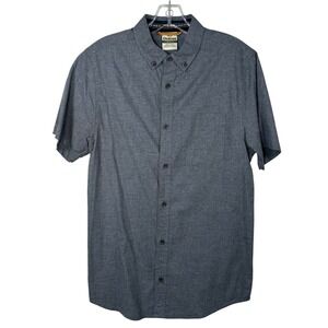 Dravus Mens Gray Speckled Button Up Short Sleeve Casual Shirt Sz Small